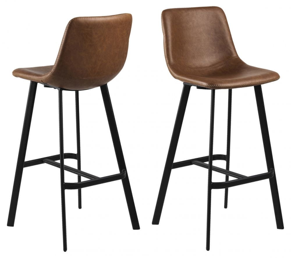 Design Scandinavia Barová stolička Oregon (SET 2 ks), hnedá